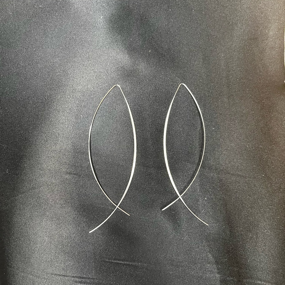 Silver fish, bone earrings